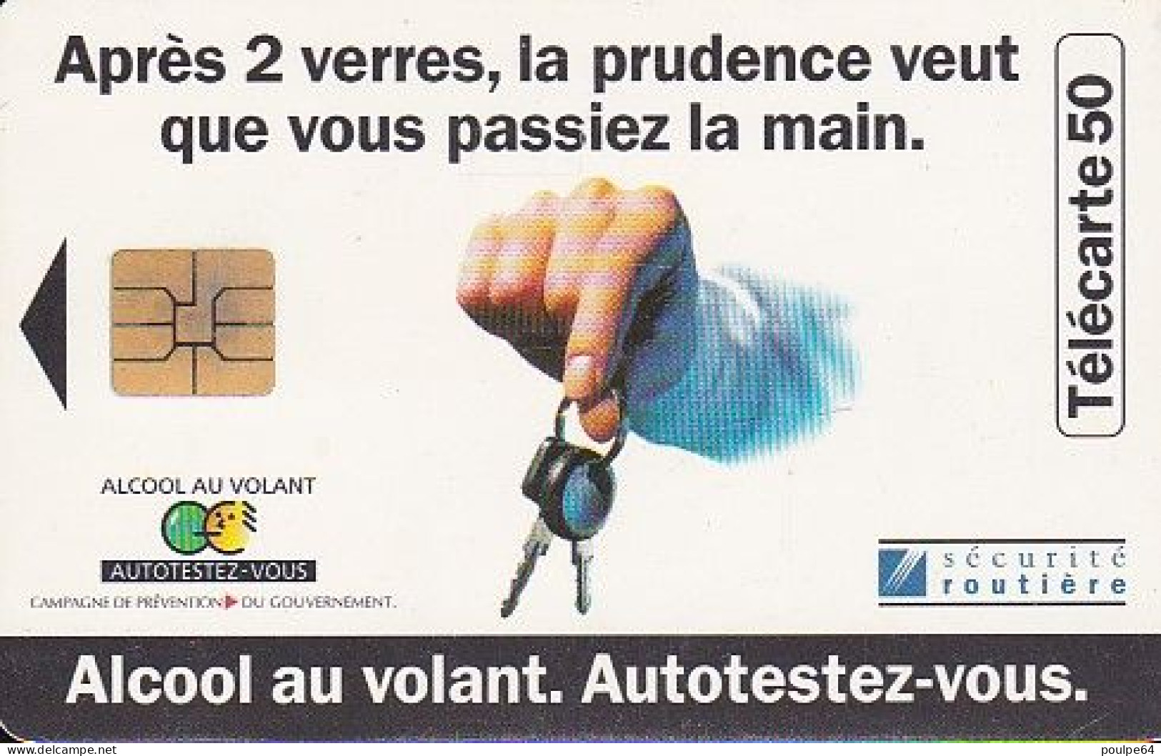 F683 08/1996 - SÉCURITÉ ROUTIÈRE " Alcool Au Volant " - 50 SO3 - (verso : N° Deux Lignes - 2 ème Ligne  Vers La Droite) - 1996