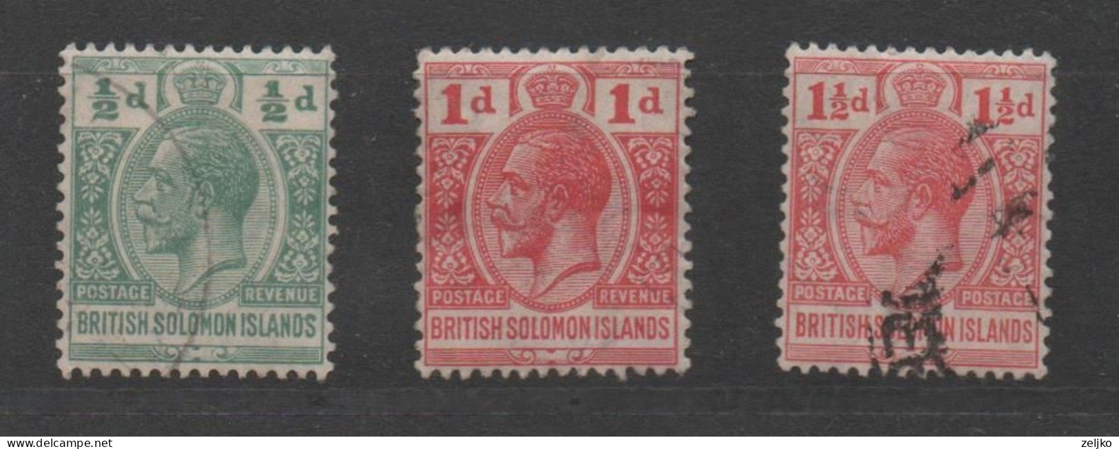 British Solomon Islands, Used, 1914 - 1923, Michel 37, 38, 51, King George V - Isole Salomone (...-1978)