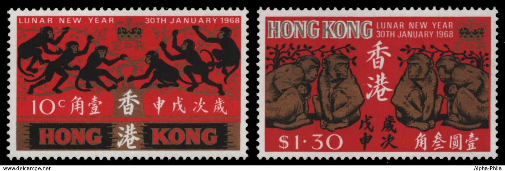 Hongkong 1968 - Mi-Nr. 230-231 * - MH - Jahr Des Affen - Ongebruikt