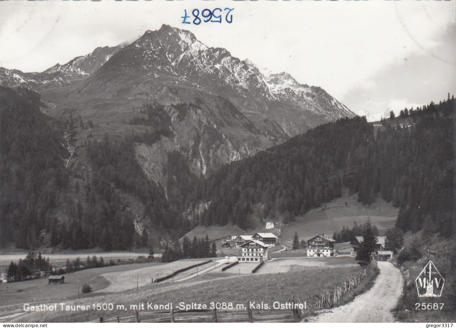 D8296) Gasthof TAURER 1500m Mit KENDL Spitze - KALS Osttirol - Alte S/W Straßenansicht - Kals