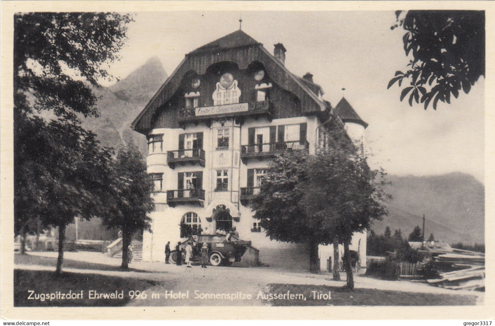 D8301) EHRWALD - Zugspitzdorf Ehrwald 996m - Hotel SONNENSPITZE Mit Sehr Altem AUTO - Tirol  Ausserfern - Ehrwald
