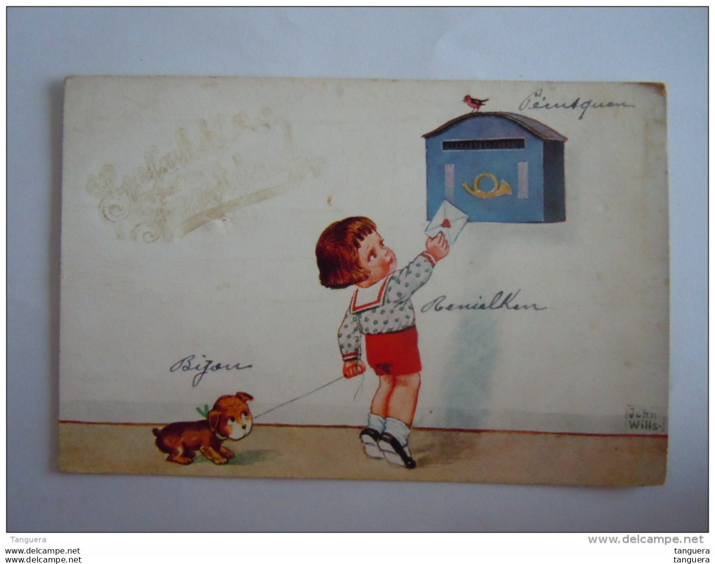 Humour Illustration John Wills Enfant Chien Boîte Aux Lettres Kind Hond Brievenbus - Wills, John