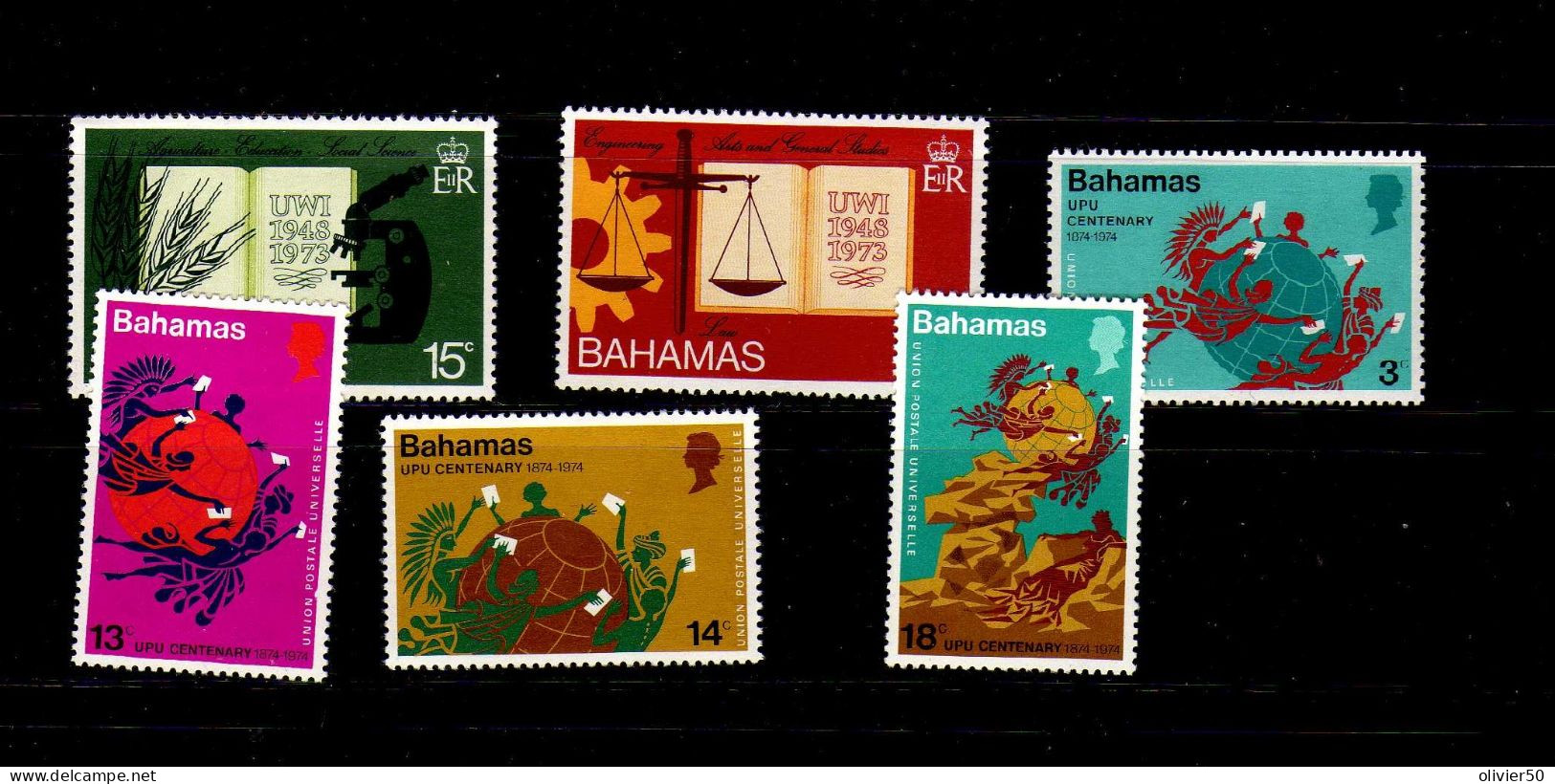 Bahamas - (1973-74) -  UWI - Centenaire UPU -- Neufs** - MNH - 1963-1973 Autonomía Interna