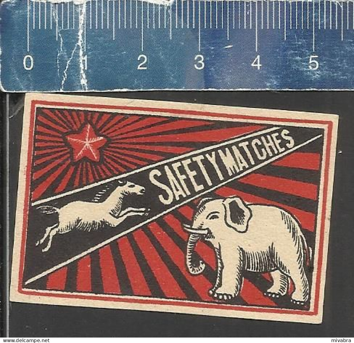 ELEPHANT & HORSE (ELEFANT OLIFANT JUMBO) - OLD VINTAGE MATCHBOX LABEL MADE IN JAPAN - Zündholzschachteletiketten