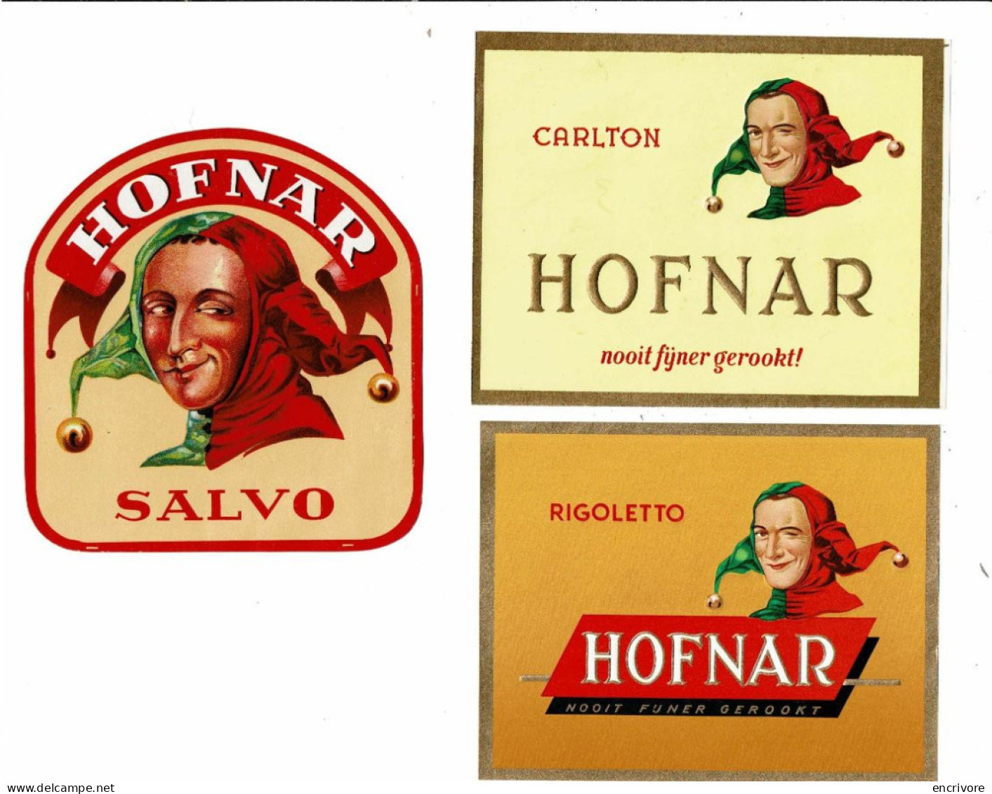 3 étiquette Cigares HOFNAR Carlton Rigoletto Salvo Tabac - Etiquetas