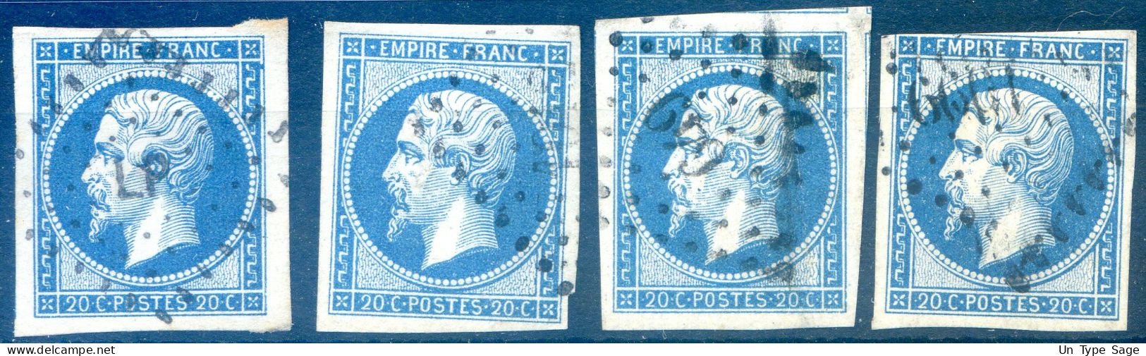 France N°14, Lot De 4 Oblitérés - (F307) - 1853-1860 Napoléon III