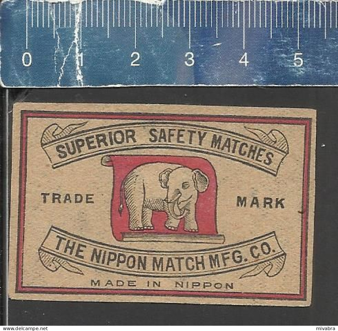 ELEPHANT THE NIPPON MATCH MFG C°  (ELEFANT OLIFANT JUMBO) - OLD VINTAGE MATCHBOX LABEL MADE IN NIPPON JAPAN - Zündholzschachteletiketten