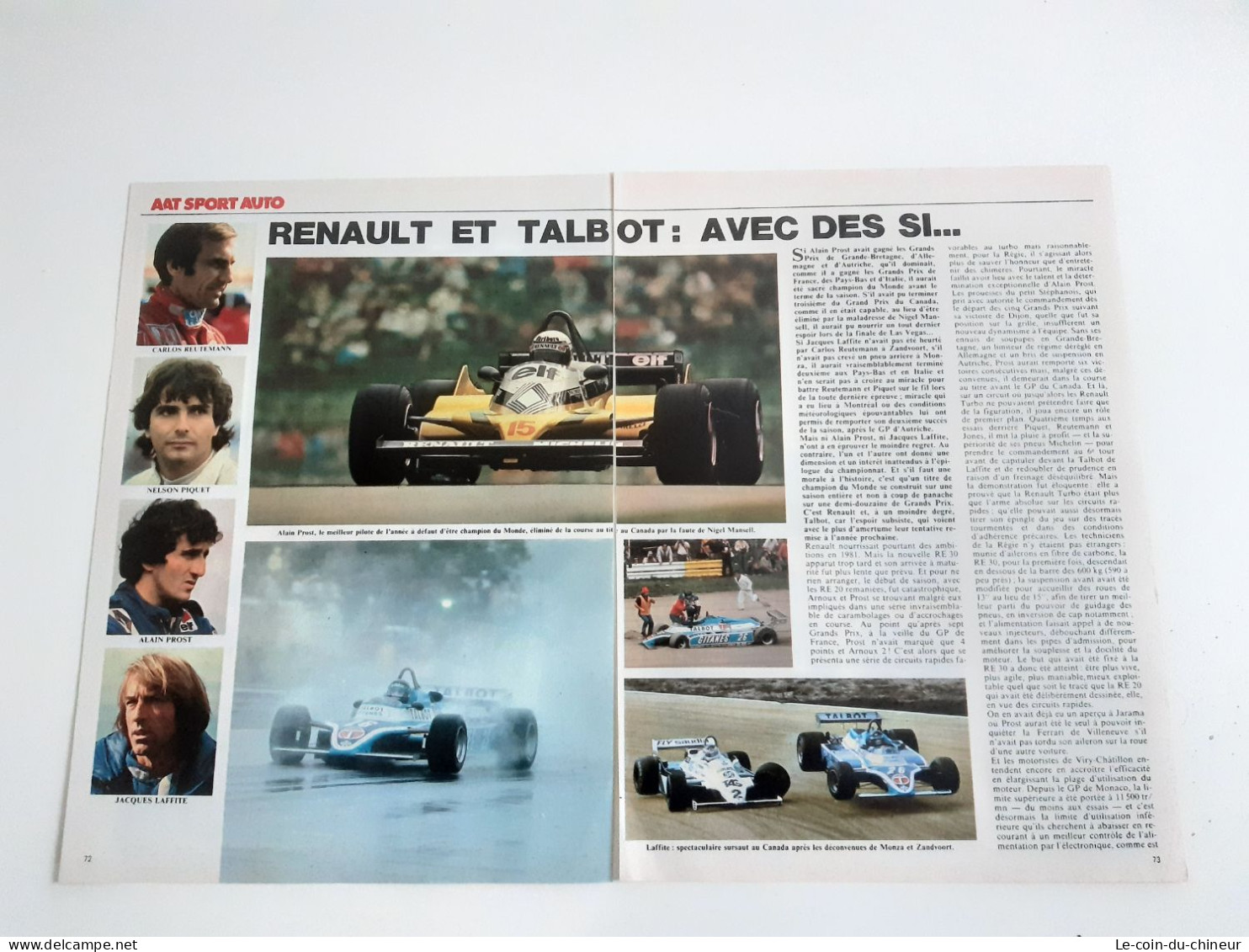 Coupure De Presse Formule 1 Renault Et Talbot - Automobile - F1