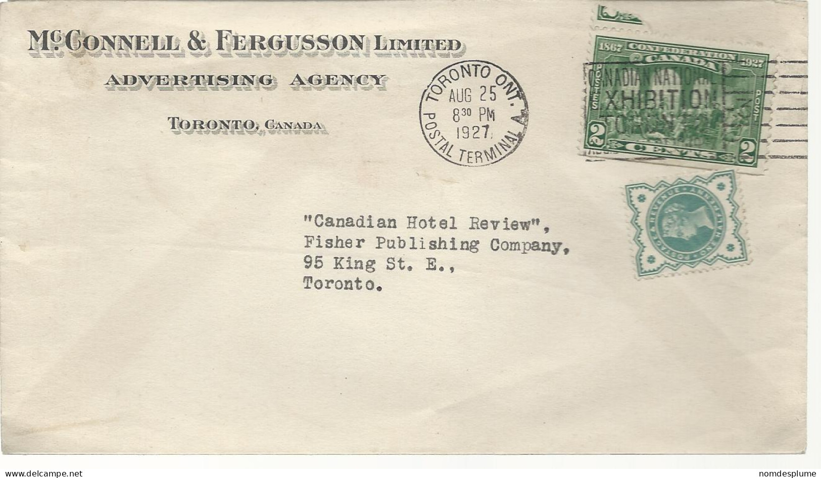 24409) Canada Toronto Postmark Cancel 1927 Slogan - Briefe U. Dokumente