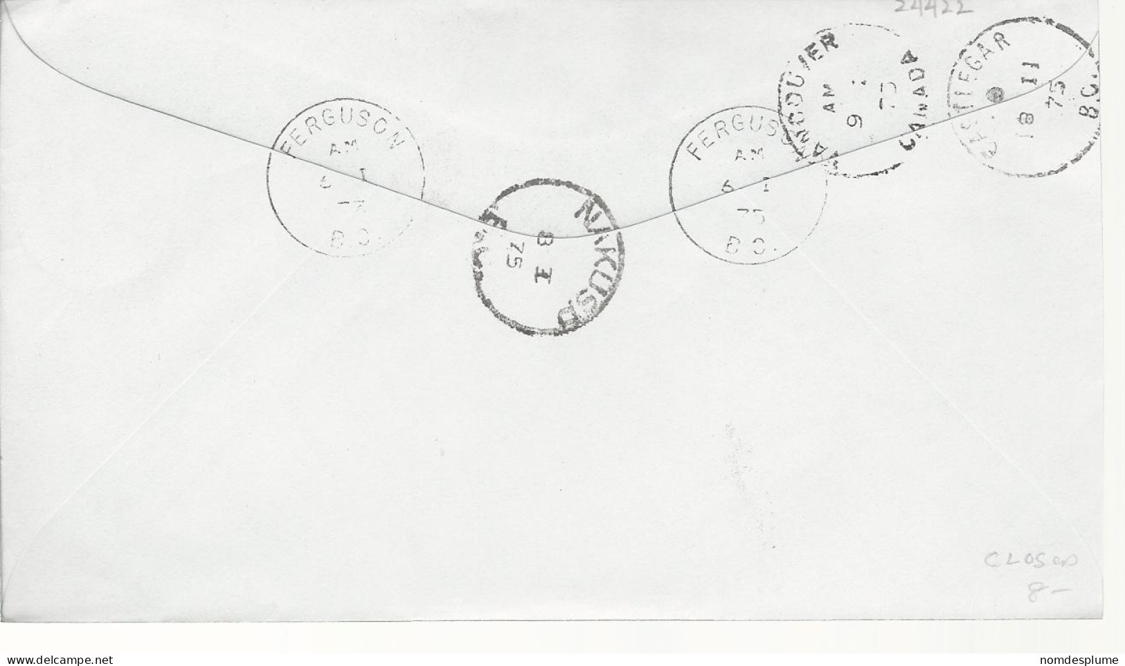 24422) Canada Winnipeg Registered Ferguson Closed Post Office Postmark Cancel - Briefe U. Dokumente