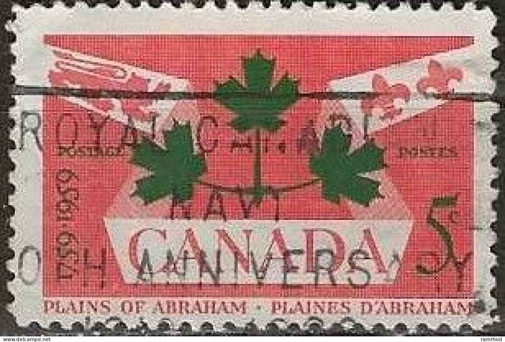 CANADA 1959 Bicententary Of Battle Of Quebec - 5c - Maple Leaves AVU - Gebruikt