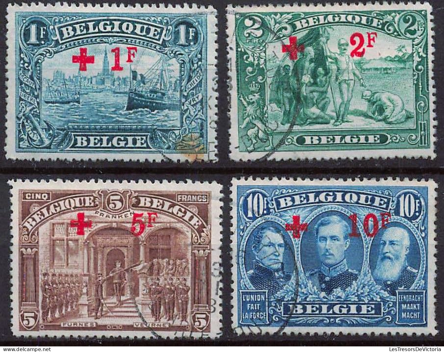 Timbres - Belgique - 1918 - COB 158* Et 160/63 Obl. - Cote 1454 - 1918 Croix-Rouge