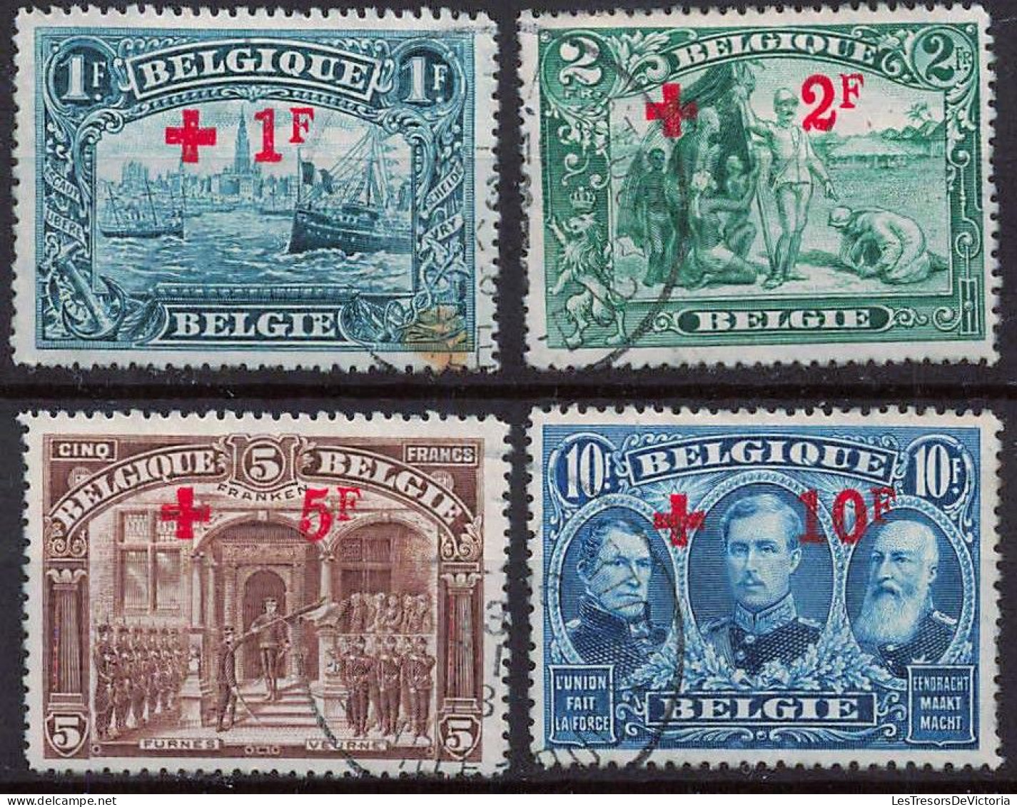 Timbres - Belgique - 1918 - COB 158* Et 160/63 Obl. - Cote 1454 - 1918 Cruz Roja