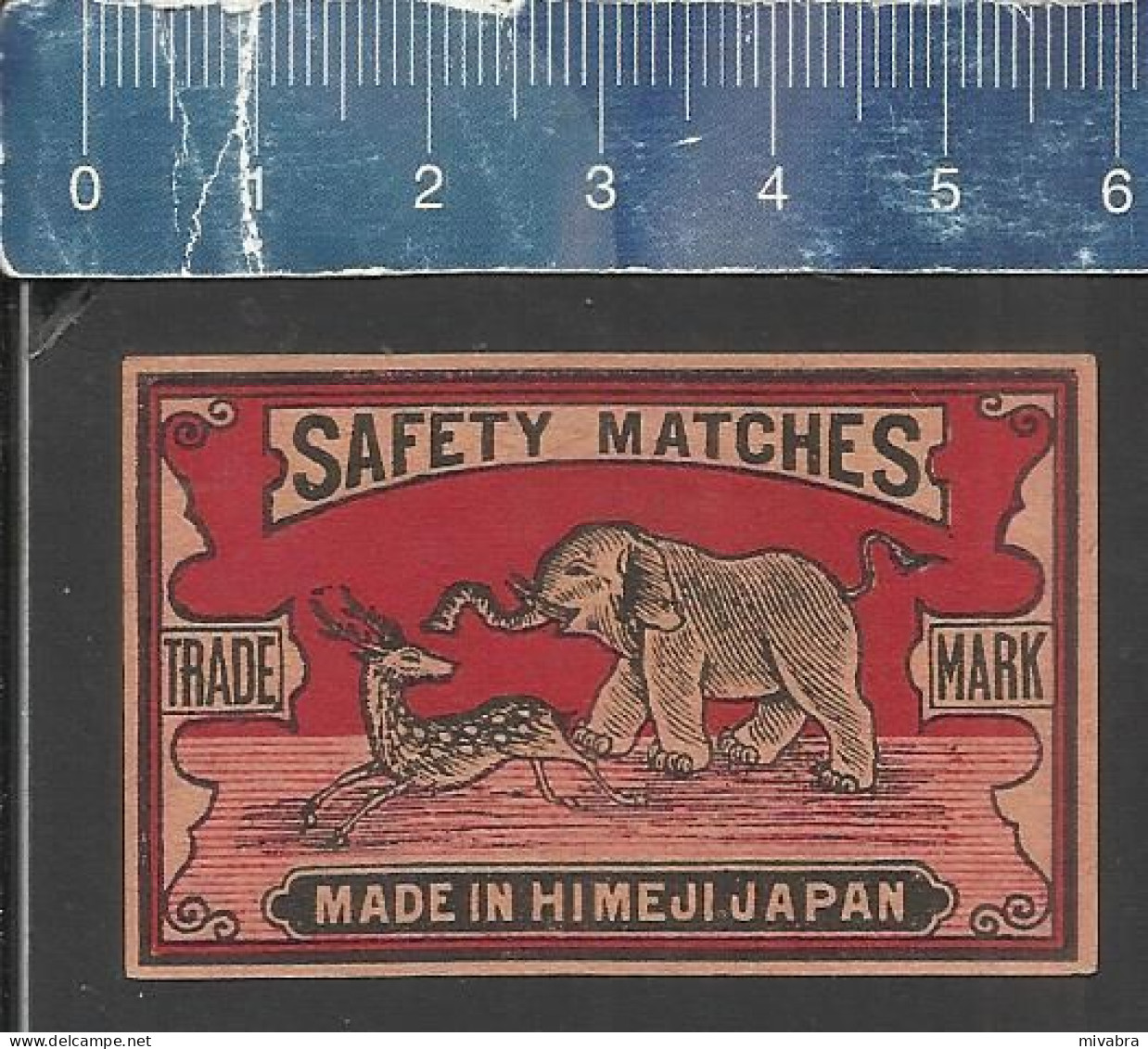 ELEPHANT & DEER (ELEFANT OLIFANT JUMBO) - OLD VINTAGE MATCHBOX LABEL MADE IN HIMEJI JAPAN - Zündholzschachteletiketten