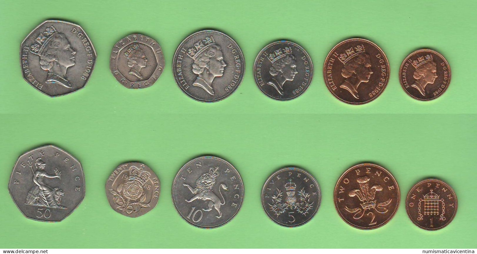 Great Britain 1 + 2 Penny + 5 + 10 + 20 + 50 Pence 1988 Inghilterra England UK Brillant Coins - Other & Unclassified