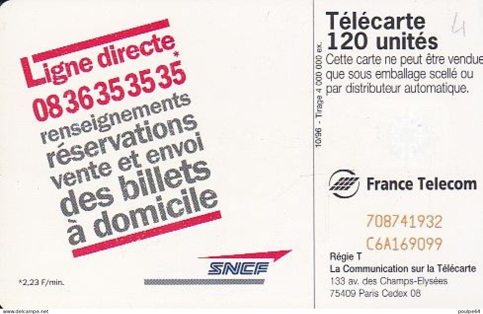 F698 110/1996 - SNCF " Lignes Directes " - 120 SC7 - 1996