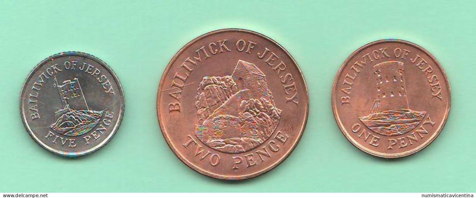 Jersey One Penny + 2 Pence + 5 Pence 1994 1992 1993 - Jersey