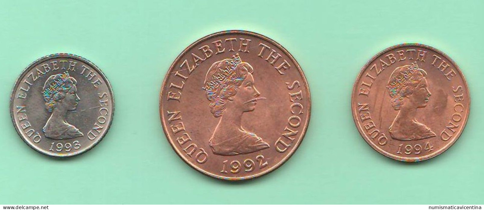 Jersey One Penny + 2 Pence + 5 Pence 1994 1992 1993 - Jersey