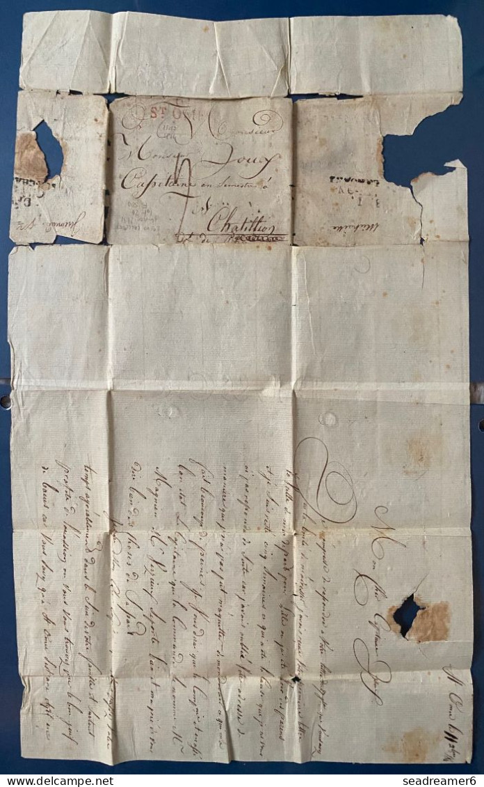 Lettre (fatiguée) 11 DEC 1814 Marque 61 ST OMER Rouge + " DEB.1 / CHATILLON SUR CHALARONNE " Très Rare ! - ....-1700: Precursores