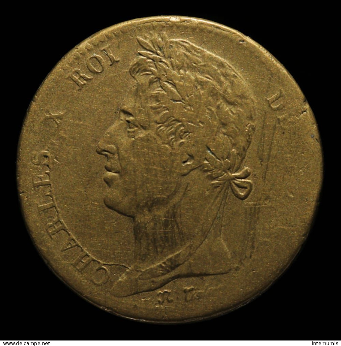 France, Charles X, 10 Centimes (Colonies Francaises), 1827, H- La Rochelle, Bronze, TB (F), KM#11.2, Lec.305 - Colonie Francesi (1817-1844)