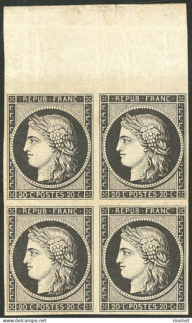 ** No 3, Noir Sur Teinté, Bloc De Quatre Bdf (deux Ex *), Très Frais. - TB - 1849-1850 Cérès