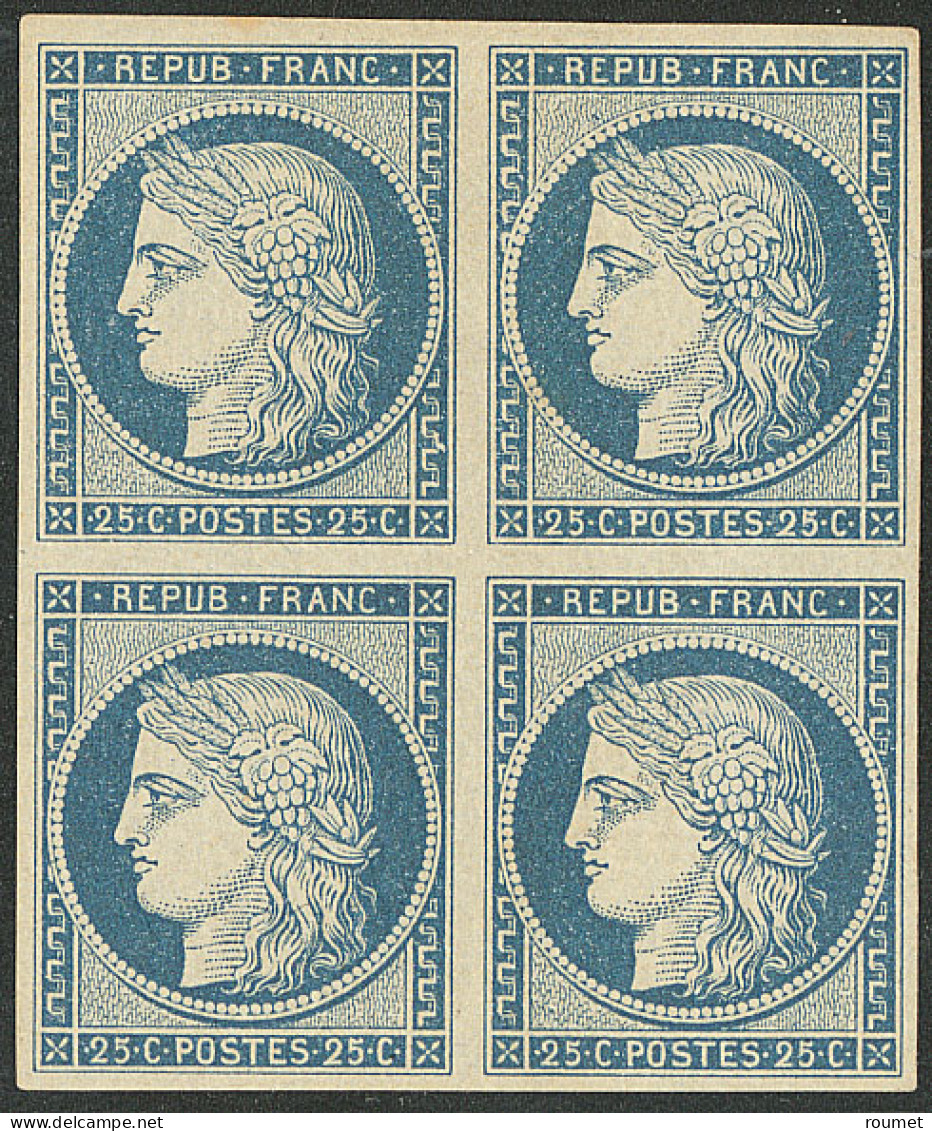 ** No 4, Bleu, Bloc De Quatre (deux Ex *), Superbe. - RR - 1849-1850 Cérès