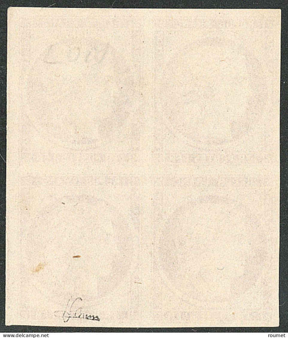 (*) Impression Fine, Tirage De Londres. No 6g, Bloc De Quatre, Deux Voisins, Superbe. - RR - 1849-1850 Cérès