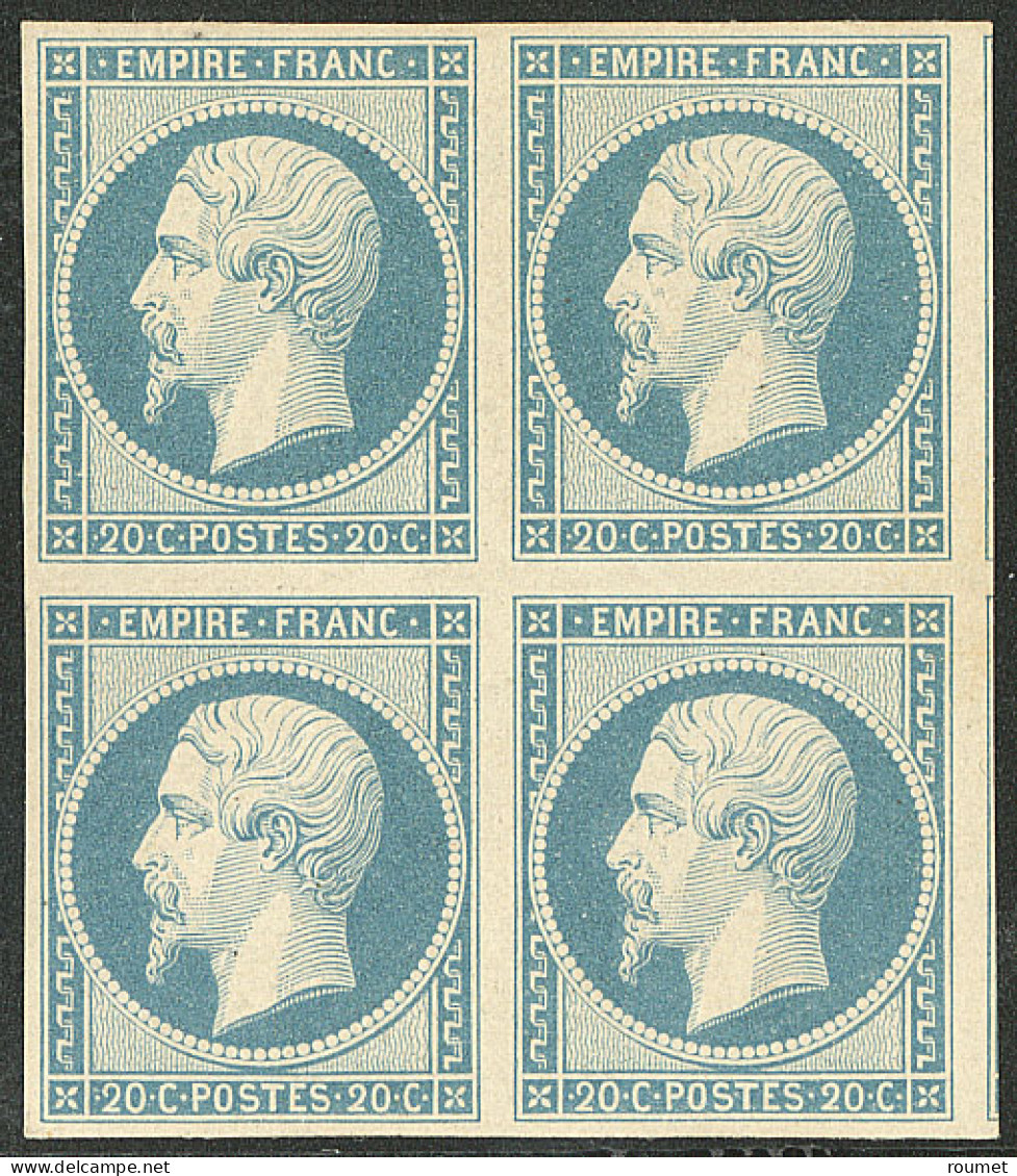 * No 14A, Bleu, Type I, Bloc De Quatre (un Ex **), Deux Voisins, Très Frais. - TB - 1853-1860 Napoleon III