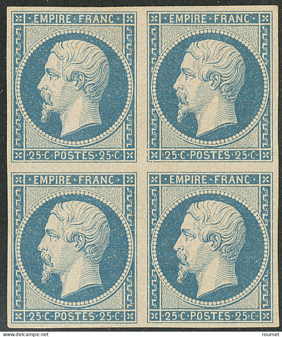 * No 15, Bleu, Bloc De Quatre (un Ex **), Jolie Pièce. - TB. - R - 1853-1860 Napoléon III.