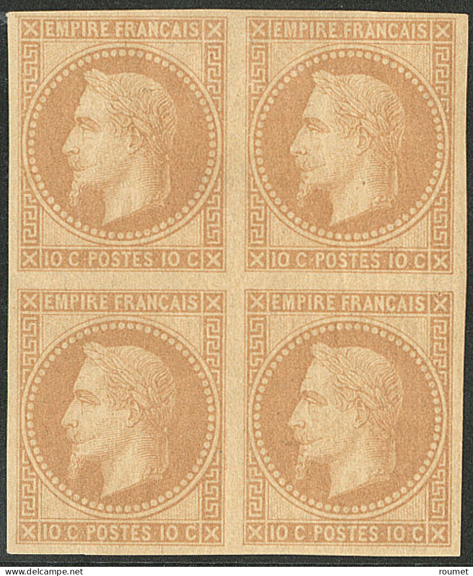 * Rothschild. No 28A, Bistre Type I, Bloc De Quatre, Très Frais. - TB - 1863-1870 Napoleon III Gelauwerd