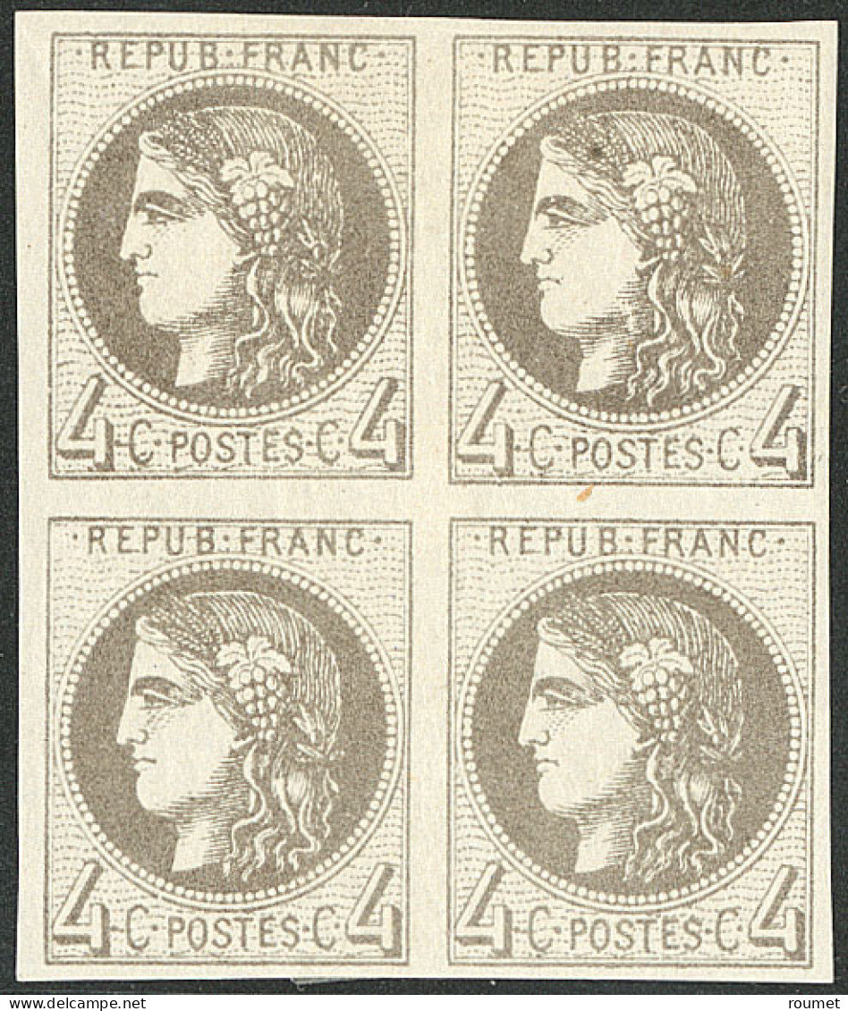 * No 41Bc, Gris-noir, Bloc De Quatre, Très Jolie Pièce. - TB. - RR - 1870 Bordeaux Printing