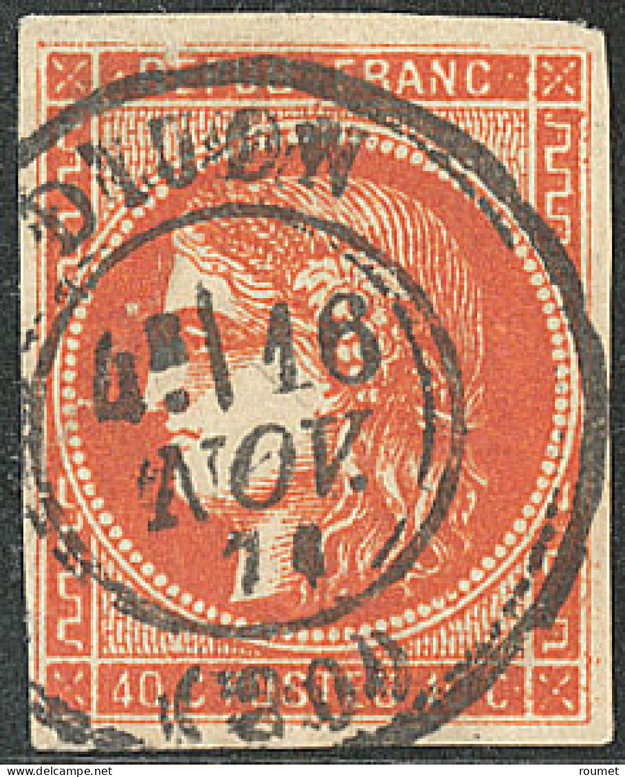 No 48, Orange Foncé Nuance Extrême, Obl Cad Dijon, Pd, TB D'aspect - 1870 Ausgabe Bordeaux