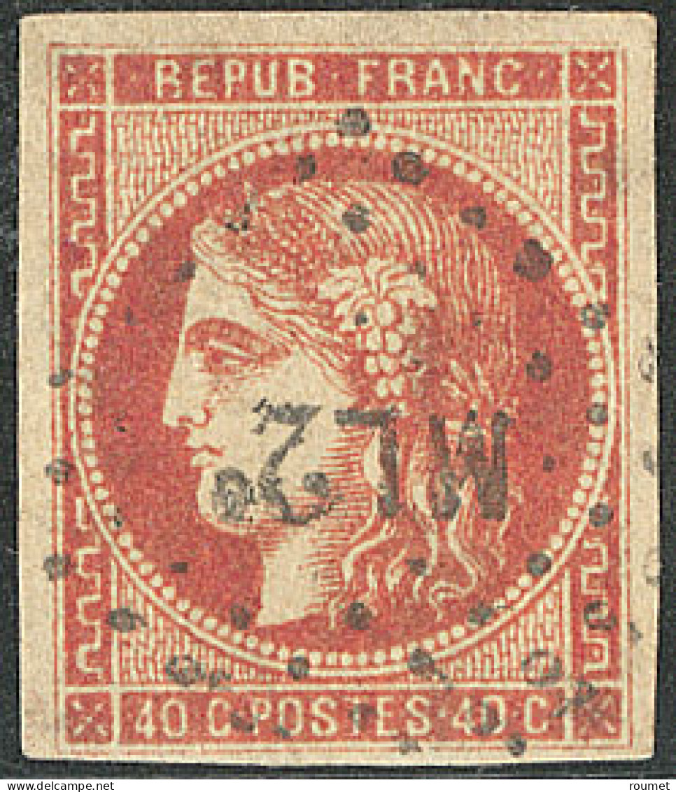 No 48e, Rouge-sang Foncé, Obl Ambulant "ML 2°", Jolie Pièce. - TB. - R - 1870 Emissione Di Bordeaux