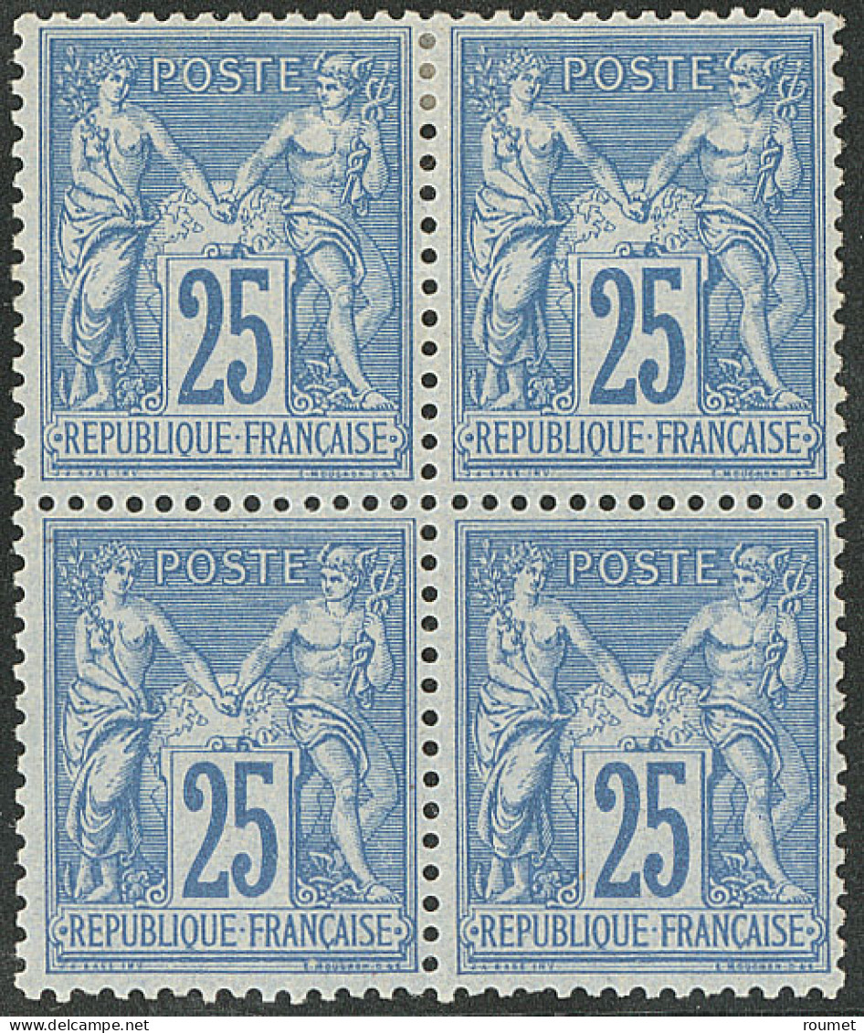 * No 79, Bleu, Bloc De Quatre (un Ex **), Froissure Sur La Paire Supérieure, Très Frais. - TB - 1876-1878 Sage (Tipo I)
