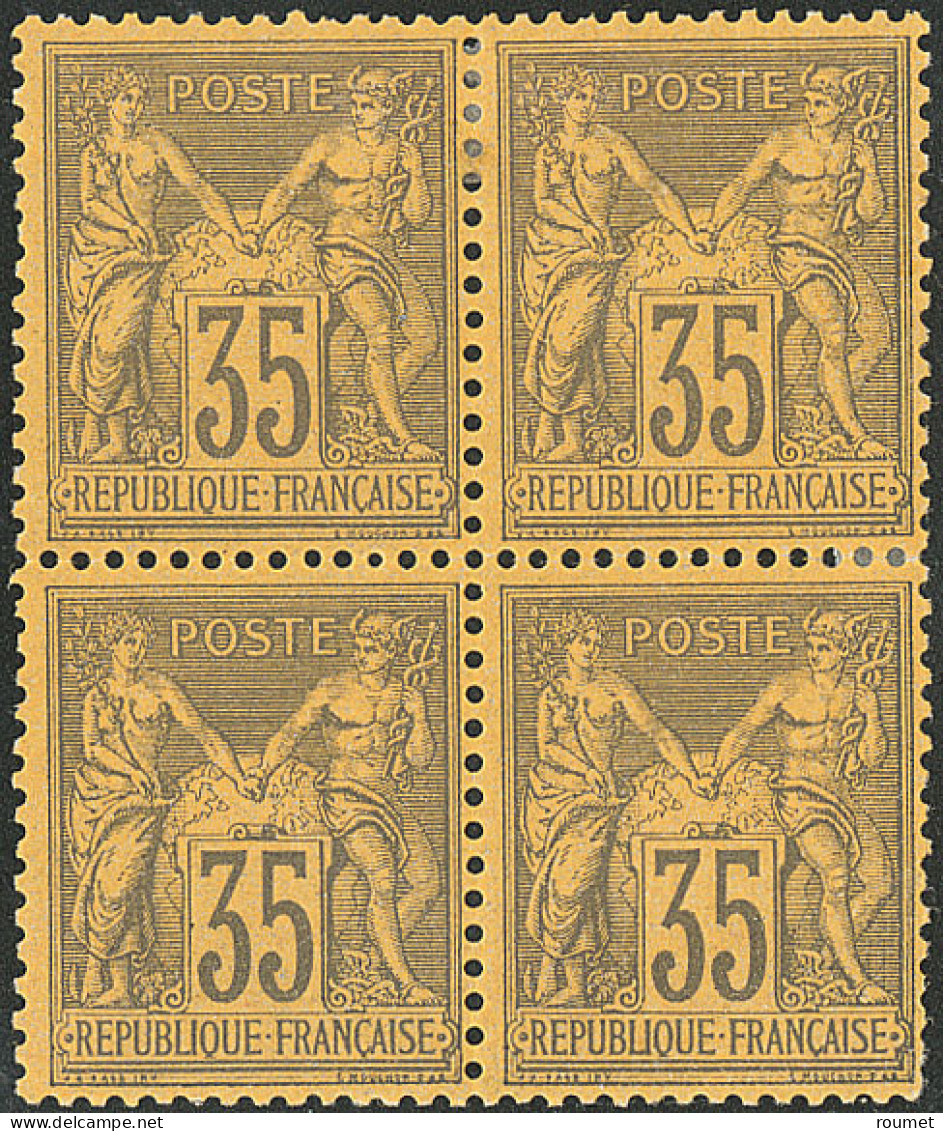 * No 93, Violet-noir, Bloc De Quatre (un Ex **), Très Frais. - TB - 1876-1878 Sage (Type I)