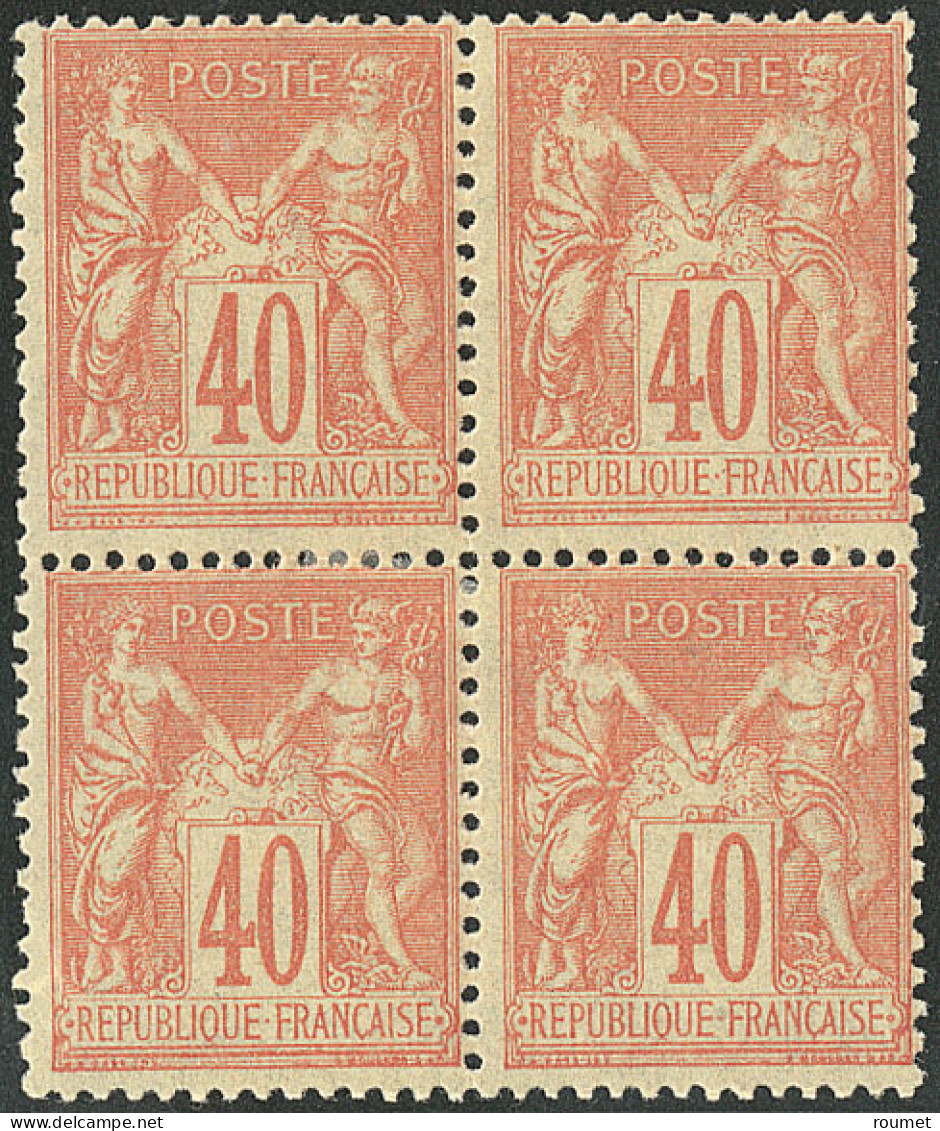 * No 94, Rouge-orange, Bloc De Quatre (un Ex **), Très Frais. - TB - 1876-1878 Sage (Tipo I)