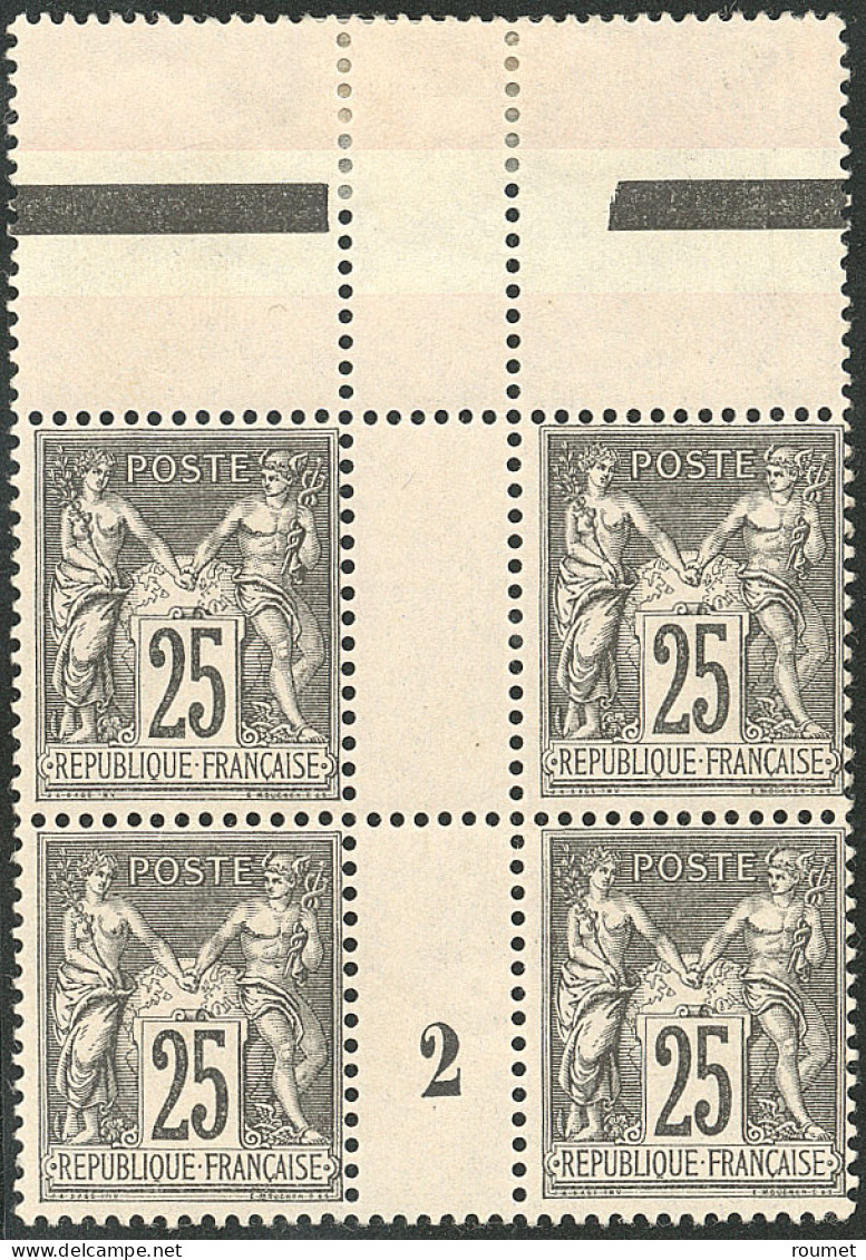 * No 97, Noir Sur Rose, Bloc De Quatre Mill. 2, Bdf, Deux Ex **. - TB - 1876-1878 Sage (Type I)