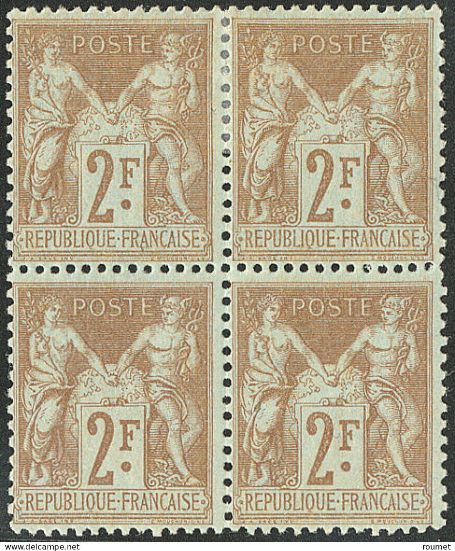 ** No 105, Bistre Sur Azuré, Bloc De Quatre (deux Ex *), Très Frais. - TB - 1876-1878 Sage (Type I)