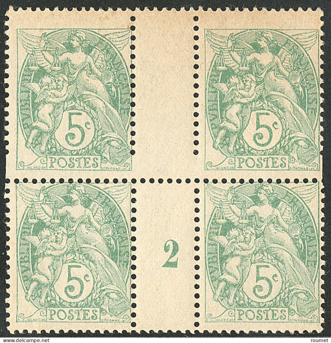 ** Type Blanc. Variété De Piquage. No 111, Bloc De Quatre Mill. 2 Dont Deux Ex Grand Format Avec Piquage Décalé. - TB - Autres & Non Classés