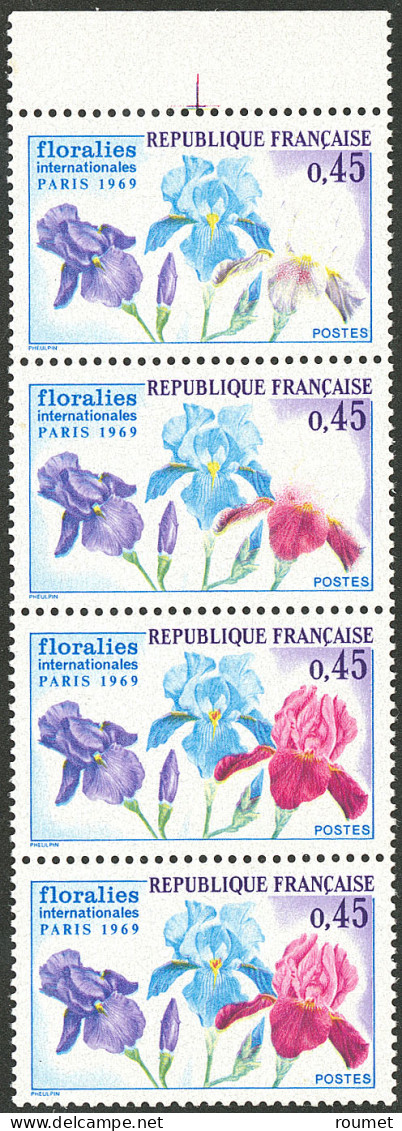 ** Floralies Internationales. No 1597b, Un Ex Fleur Rouge Presque Absente Tenant à Un Ex Sans Le Rouge Tenant à Deux Ord - Autres & Non Classés