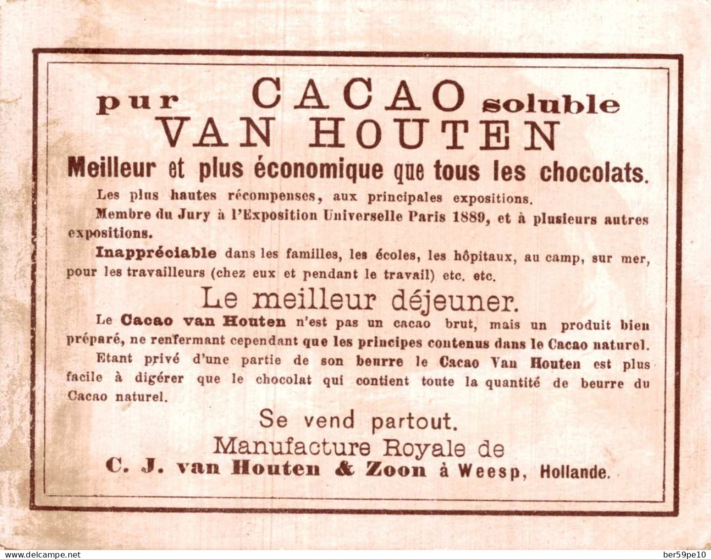 CHROMO CACAO VAN HOUTEN A SWEESP HOLLANDE AU BORD DE LA MER - Van Houten