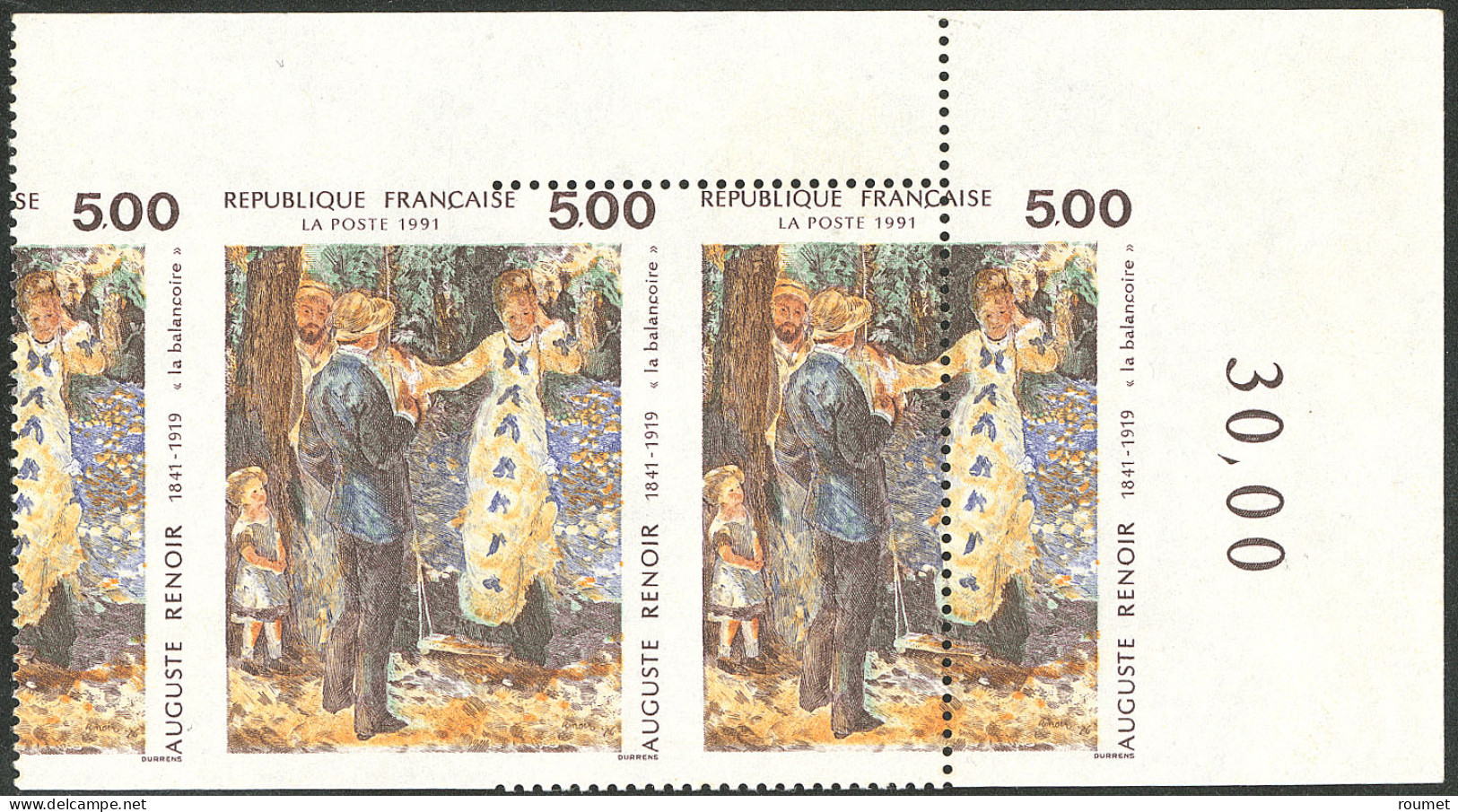 ** Renoir, Non Dentelé Tenant à Dentelé Avec Piquage à Cheval. No 2692, Sur Une Bande De 2 Timbres Et Demi, Cdf, Superbe - Other & Unclassified