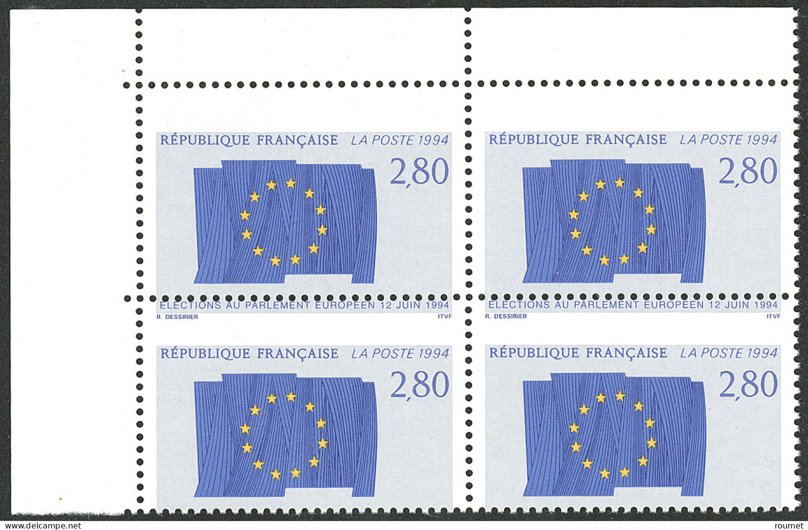 ** Drapeau Européen, Piquage à Cheval. No 2856a, Bloc De Quatre Cdf. - TB (N°et Cote Spink-Maury : - Otros & Sin Clasificación