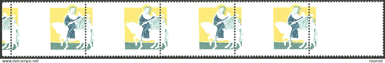 Saint Martin, Jaune Et Vert Seuls, Piquage à Cheval. No 3069b, Bande De Quatre Bdf, Superbe. - R (N°et Cote Spink-Maury  - Autres & Non Classés