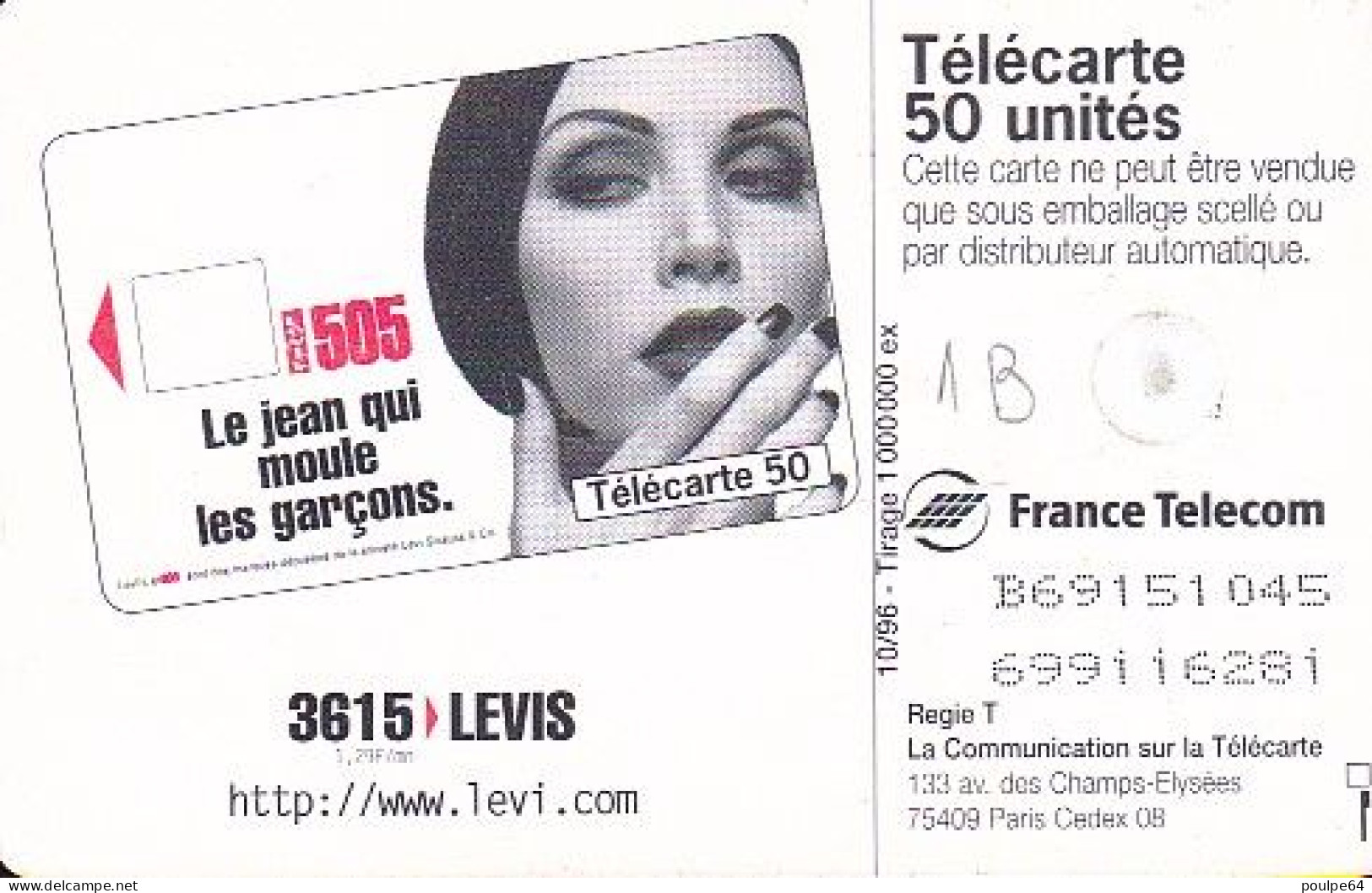 F701A 10/1996 - LEVI'S 517 - 50 GEM1B - (verso : N° Deux Lignes Centrées) - 1996