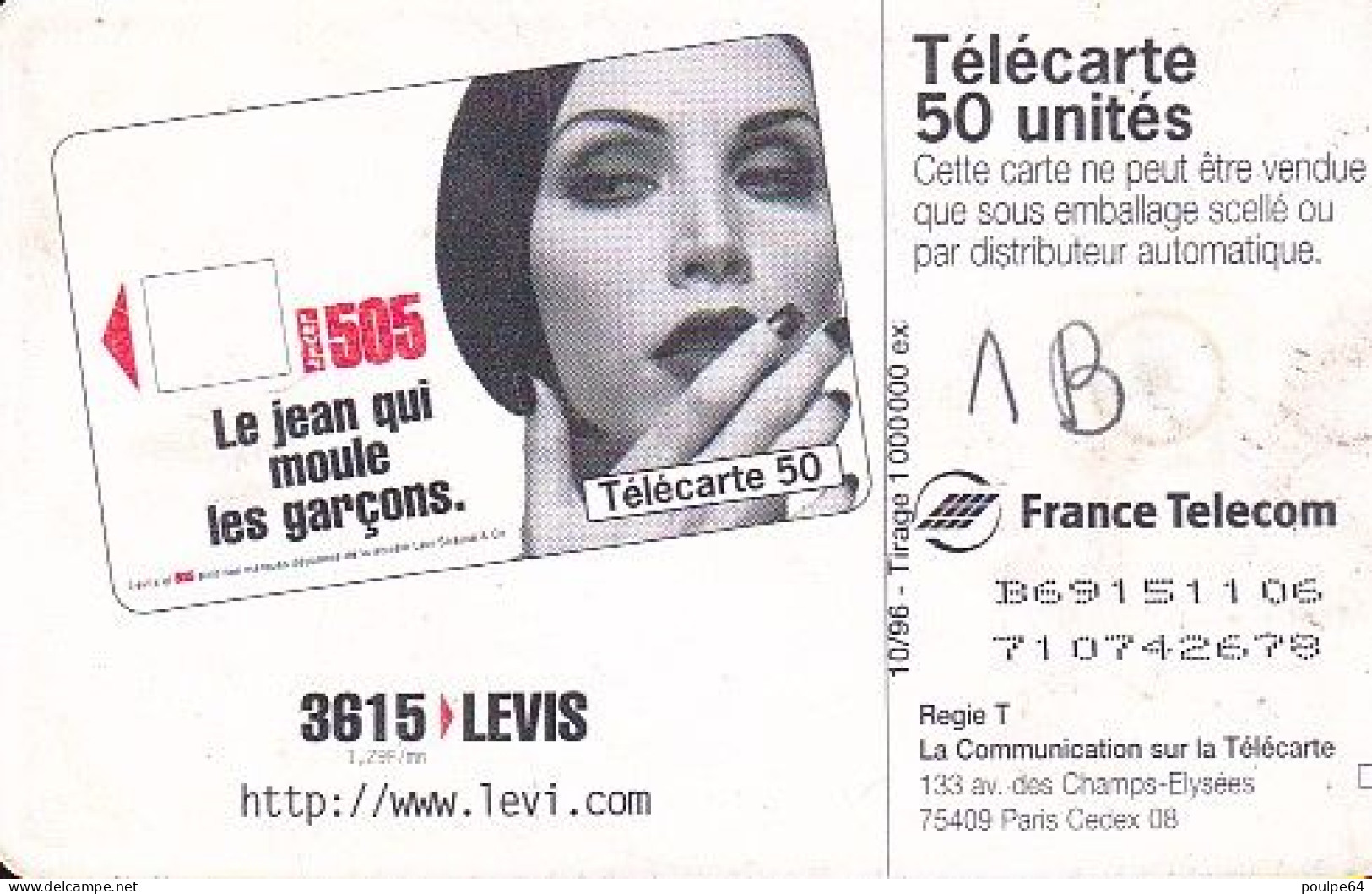 F701A 10/1996 - LEVI'S 517 - 50 GEM1B - (verso : N° Petits Deux Lignes Centrées) - 1996