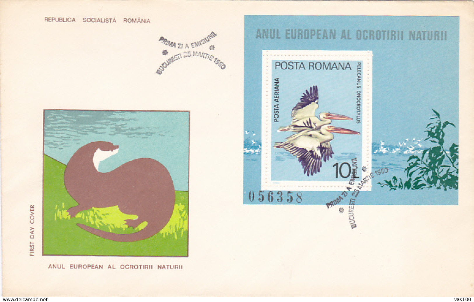 ANIMALS, BIRDS, PELICANS, NATURE PROTECTION, COVER FDC, 1980, ROMANIA - Pelícanos