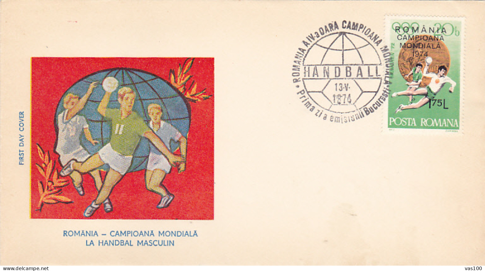 SPORTS, HANDBALL, ROMANIA- WORLD CHAMPIONS, COVER FDC, 1974, ROMANIA - Balonmano