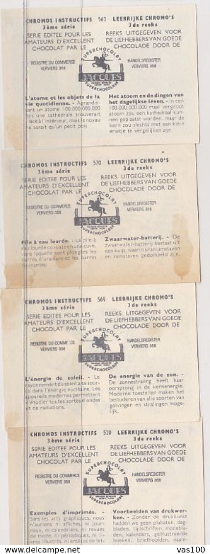 TRADE CARDS, CHOCOLATE, JACQUES, SCIENCE, ATOM ENERGY, SOLAR ENERGY, PRINTINGS, 4X - Jacques