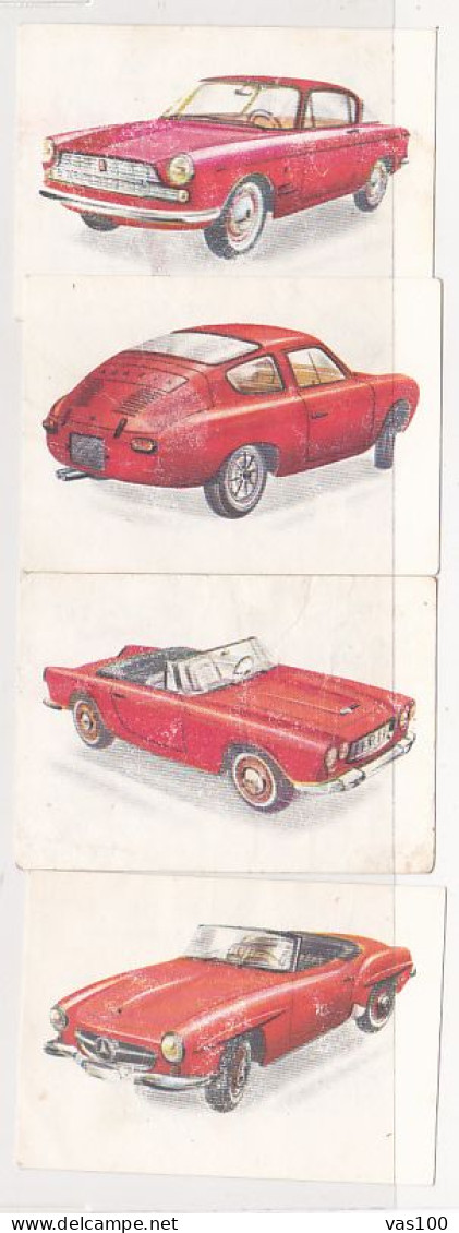 TRADE CARDS, CHOCOLATE, JACQUES, CARS OF 1962, 4X - Jacques